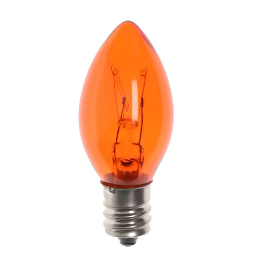 C7 Incandescent Christmas Light Bulbs, Orange, Transparent, Pack of 25 [CLOSEOUT]