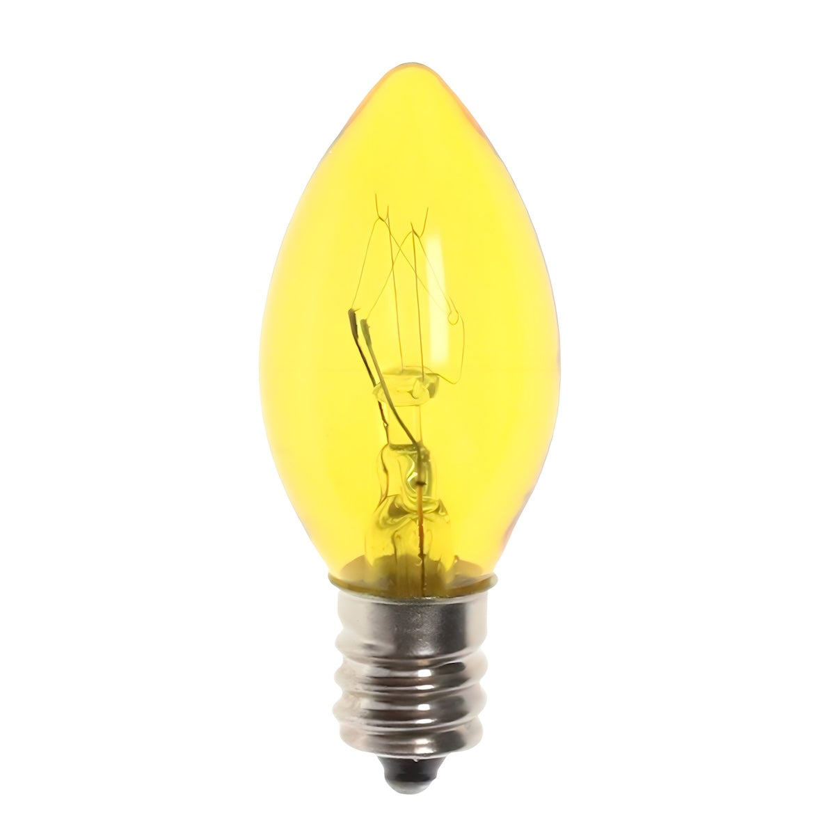 C7 Incandescent Christmas Light Bulbs, Yellow, Transparent, Pack of 25 [CLOSEOUT]