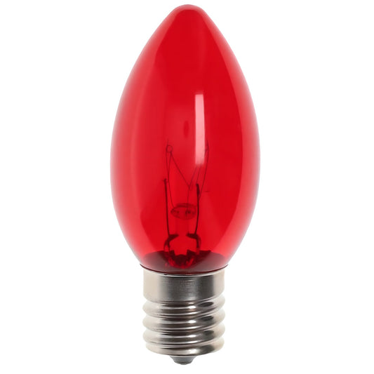 C9 Incandescent Christmas Light Bulbs, Red, Transparent, Pack of 25 [CLOSEOUT]