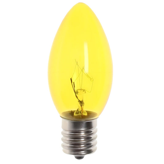 C9 Incandescent Christmas Light Bulbs, Yellow, Transparent, Pack of 25 [CLOSEOUT]