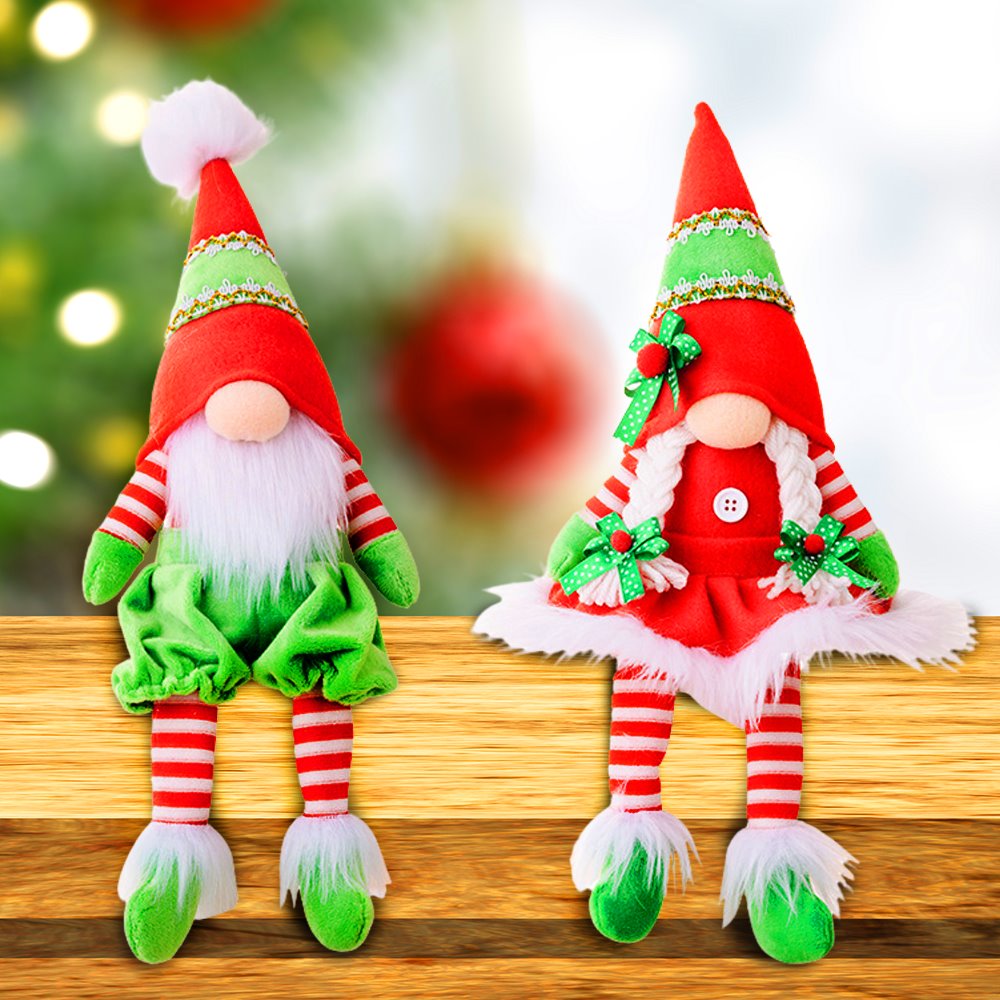 Classic Christmas Duo Plush Gnome Set, Christmas Table Centerpiece Decoration