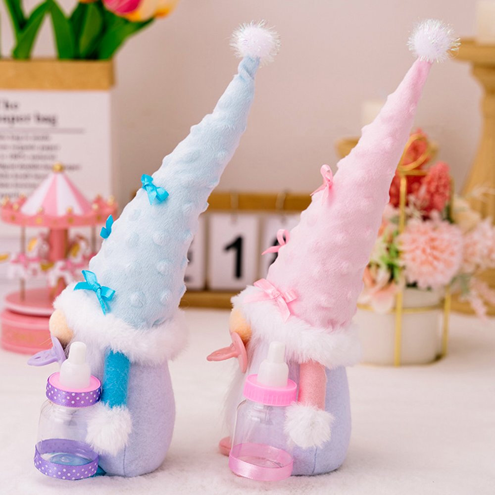 Cute Nursery Pair Baby Gnome Set of 2, Light Blue and Pink Toddler Boy and Girl