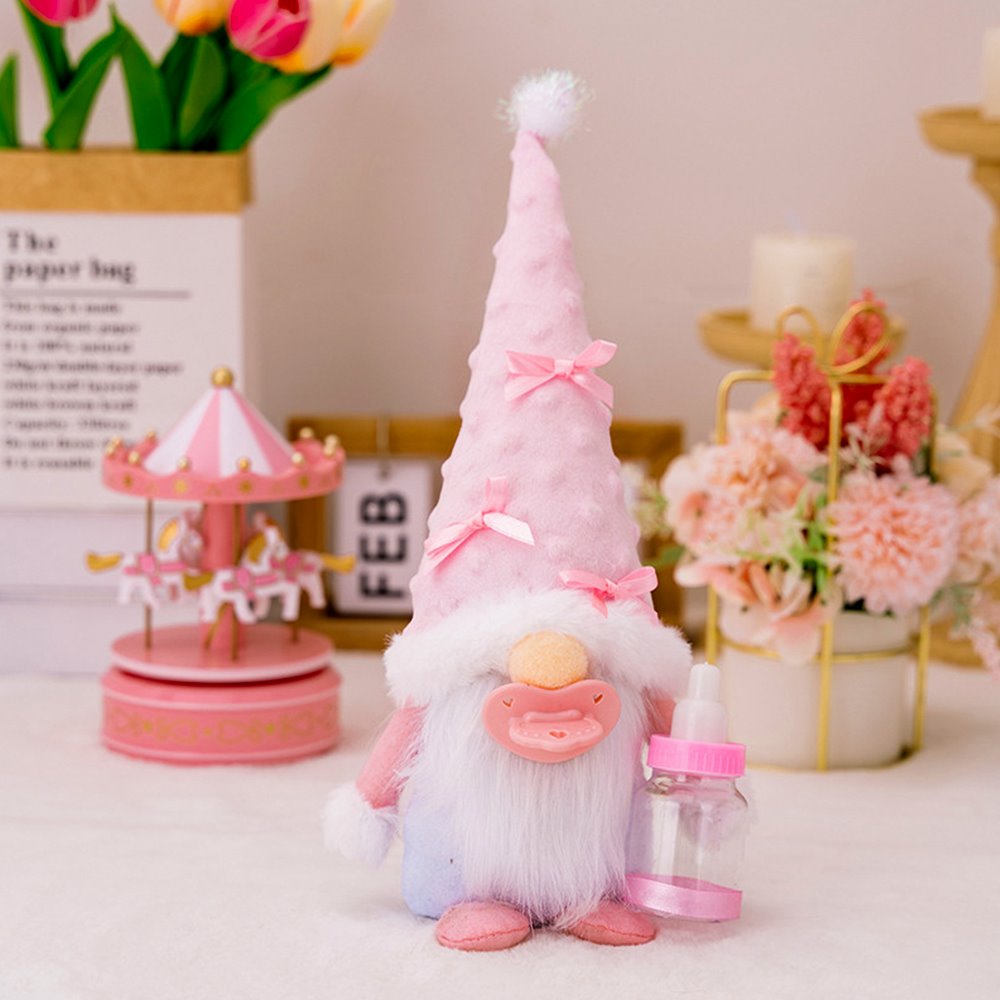 Cute Nursery Pair Baby Gnome Set of 2, Light Blue and Pink Toddler Boy and Girl