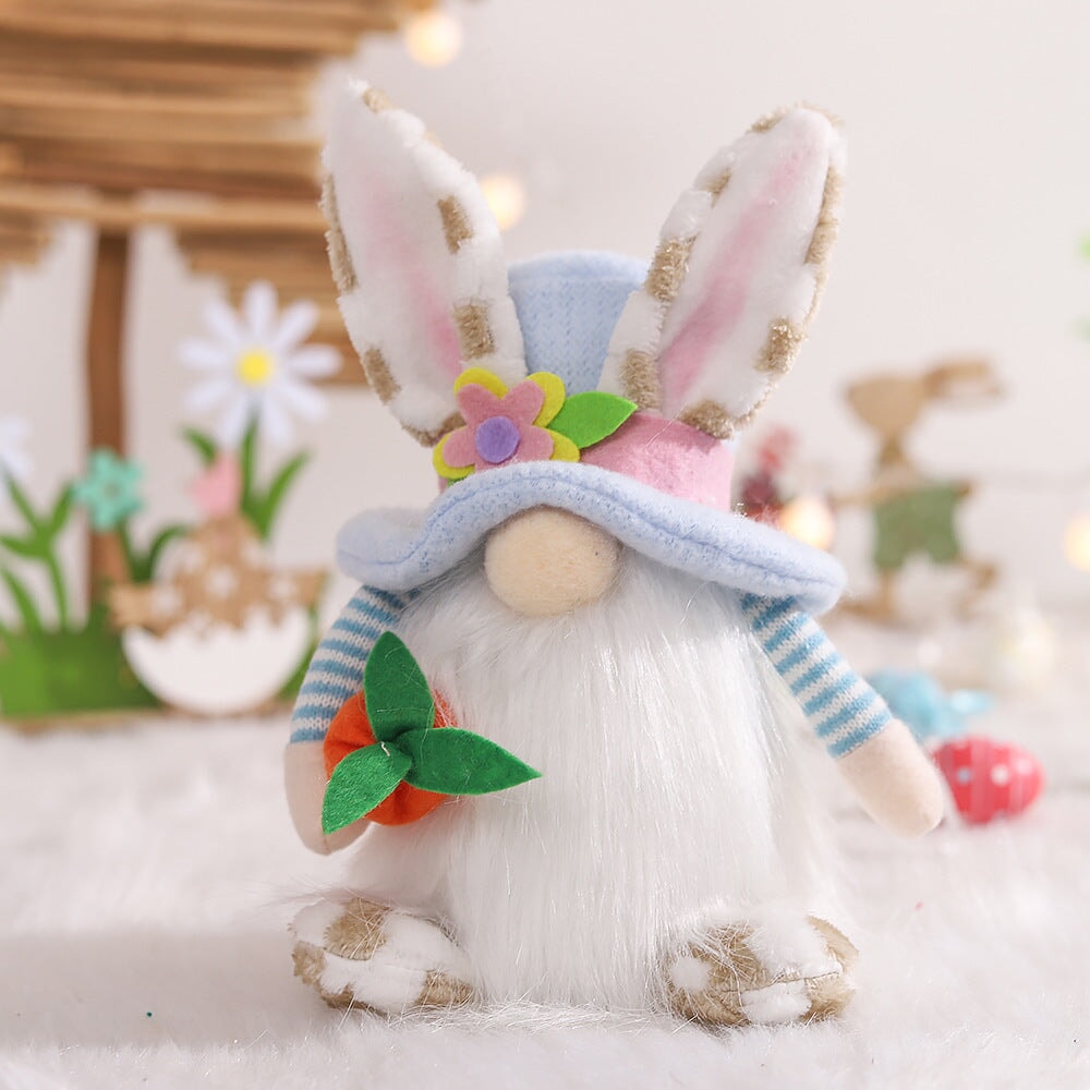 Easter Bunny Ears Plush Gnomes, Light Blue and Pink