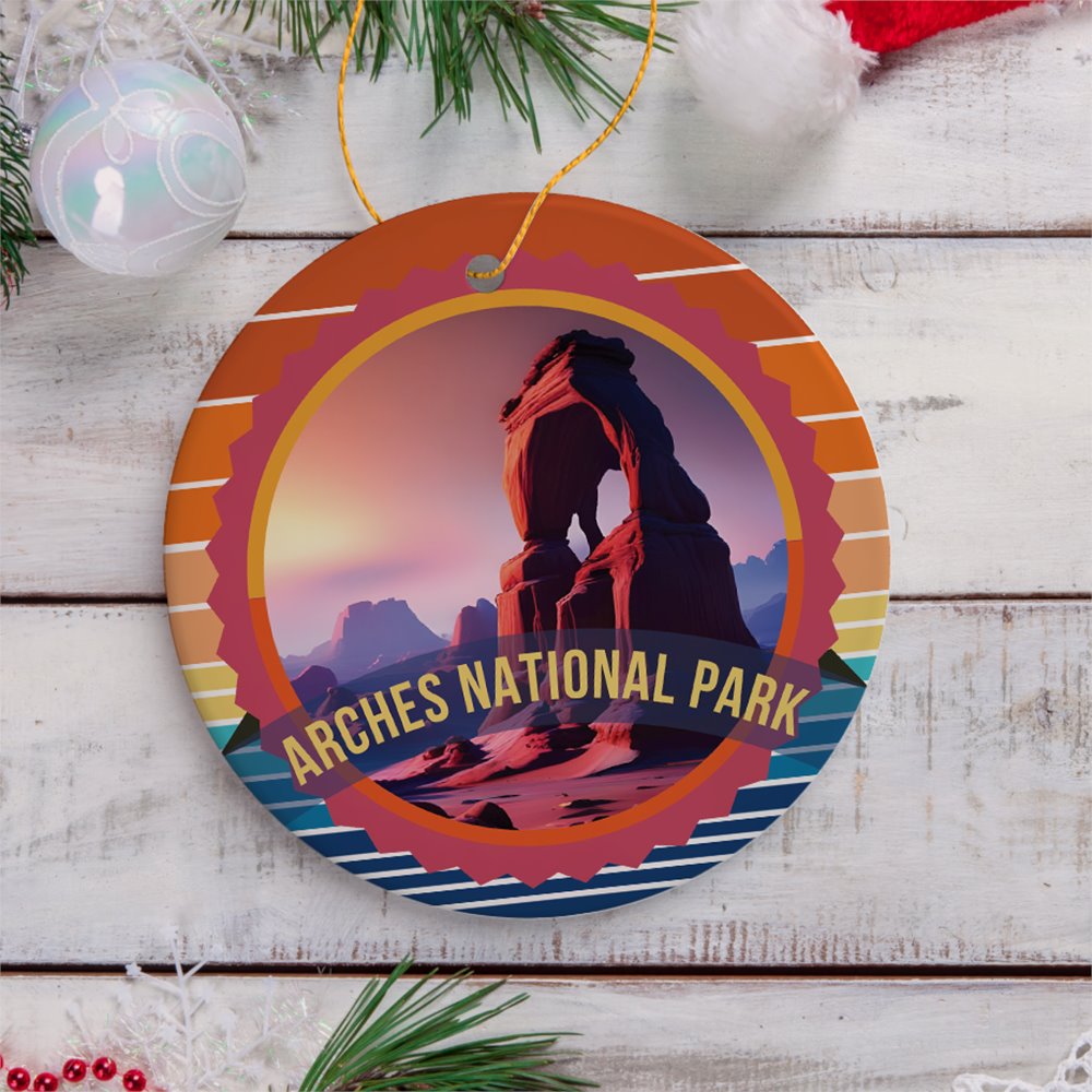 Arches National Park Retro Style Ornament, Utah Tourist Attraction and Gift