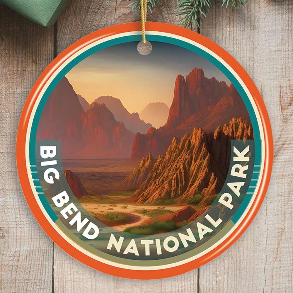 Big Bend National Park Retro Style Ornament, Texas Tourist Attraction and Gift