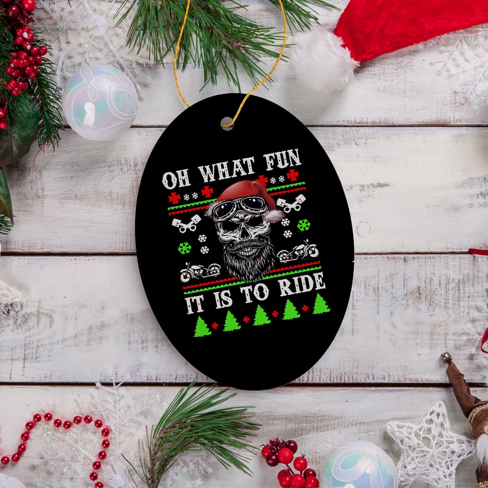 Biker Skull Santa Christmas Ornament