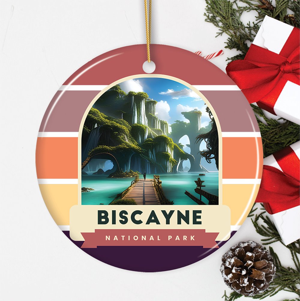 Biscayne National Park Retro Style Ornament, Florida Tourist Attraction and Gift