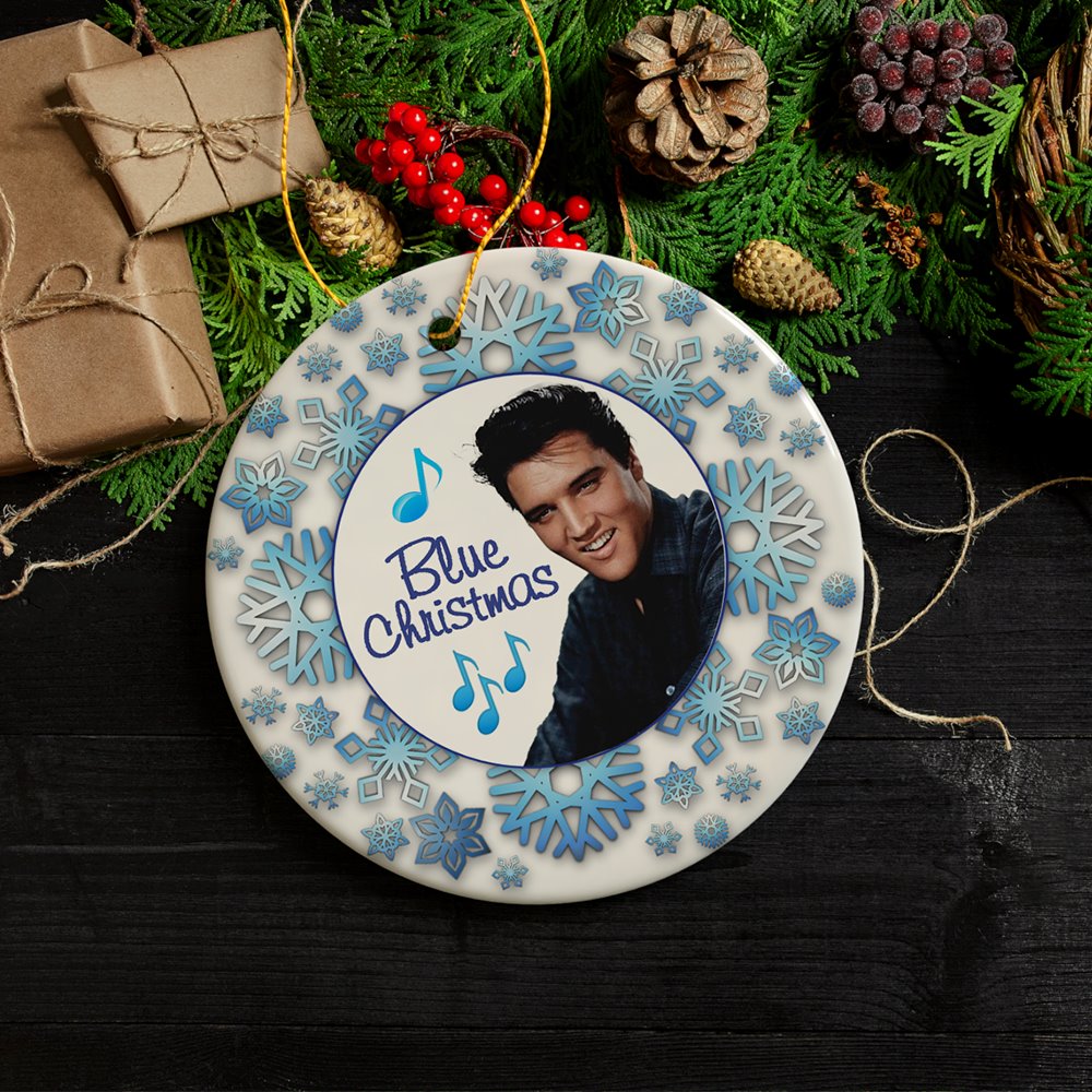 Blue Christmas Elvis Ornament