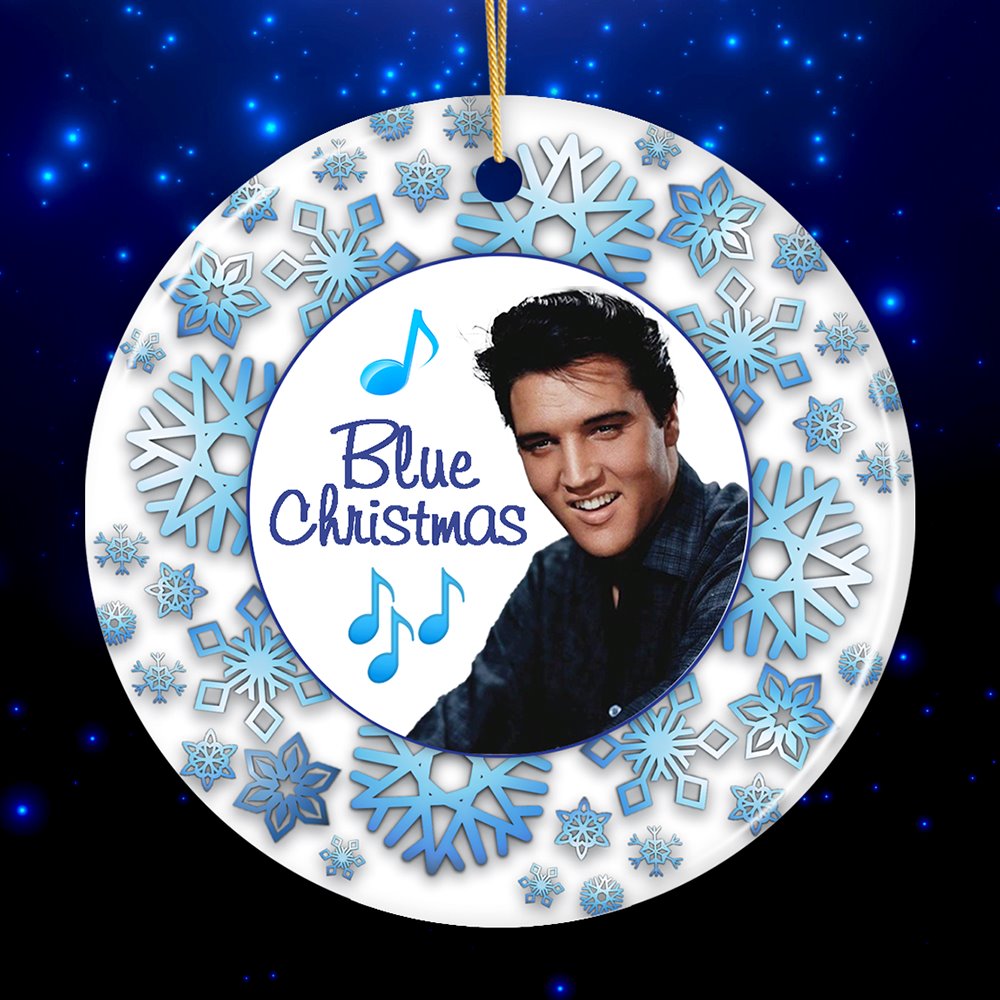 Blue Christmas Elvis Ornament