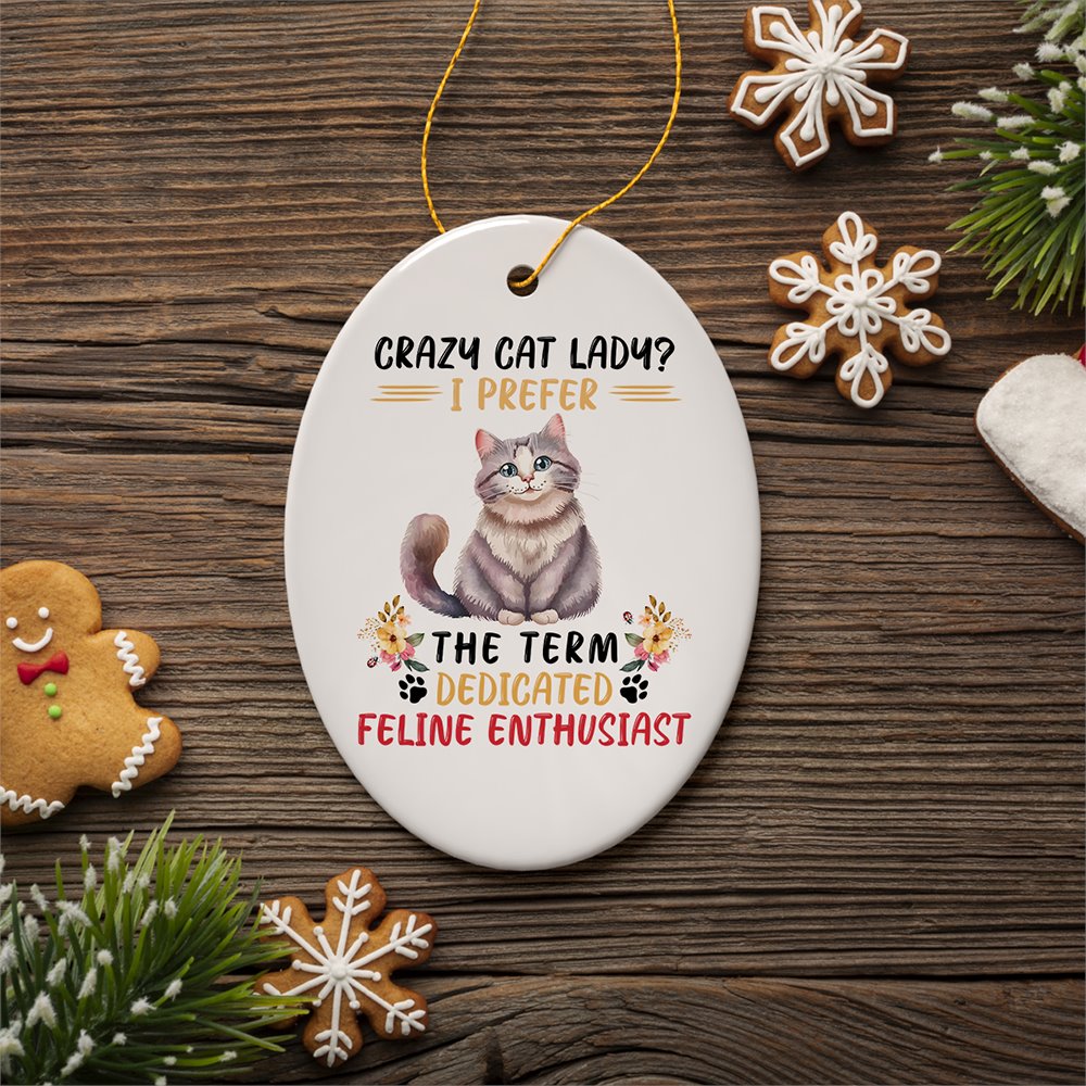 Crazy Cat Lady Ceramic Ornament, Cute and Funny Christmas Gift