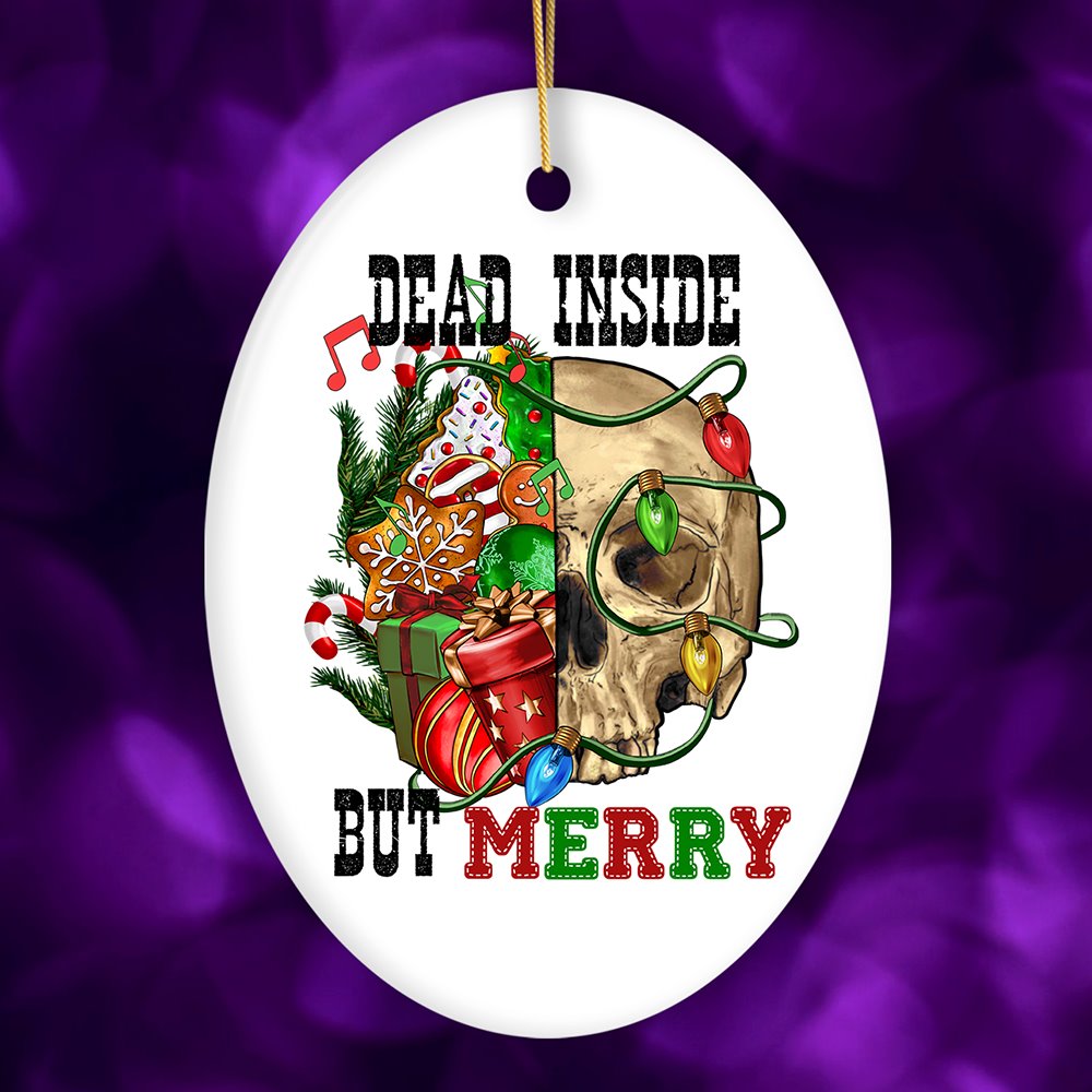 Dead Inside but Merry Ornament, Christmas Skull