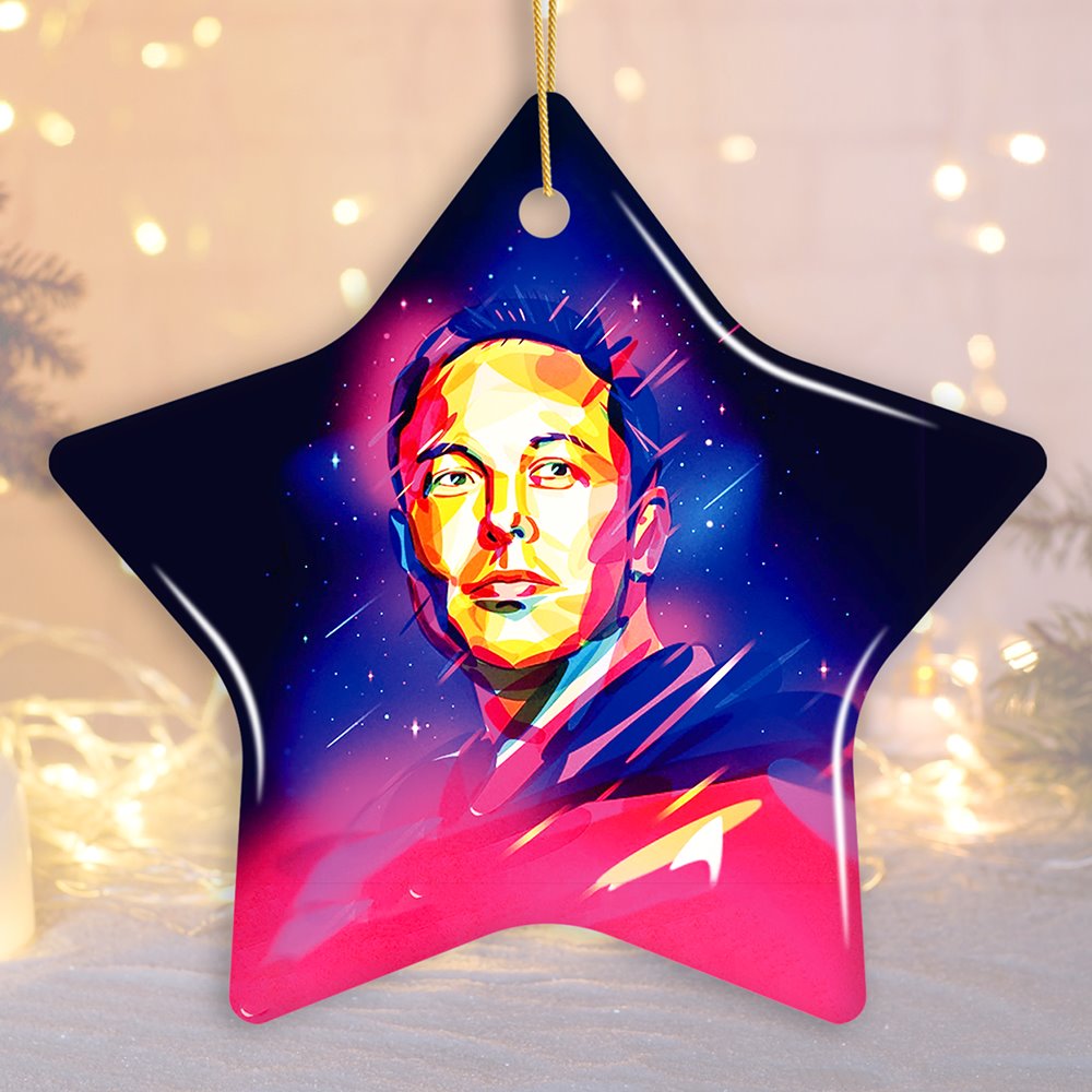 Elon Musk Christmas Ornament, Abstract Digital Art Tesla and SpaceX