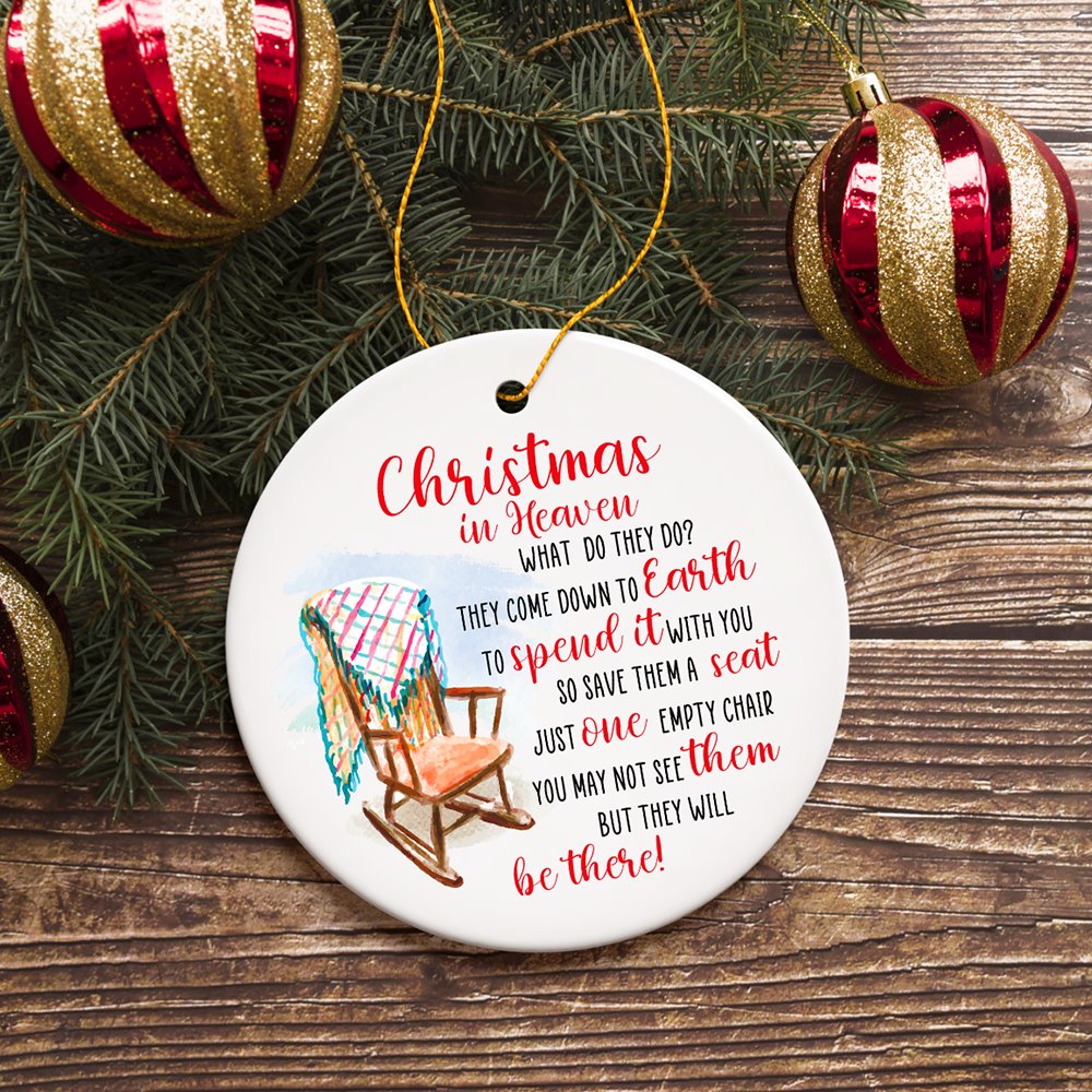 Empty Chair for a Loved One Lost Sentimental Ornament, Christmas in Heaven Quote