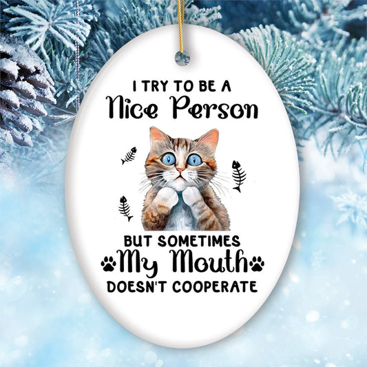 Funny Cat Trying to be a Nice Person, Cute and Funny Christmas Gift