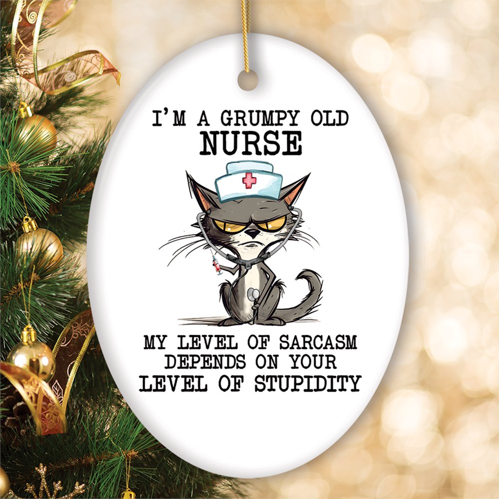 Grumpy Old Nurse Cat, Cute and Funny Christmas Gift