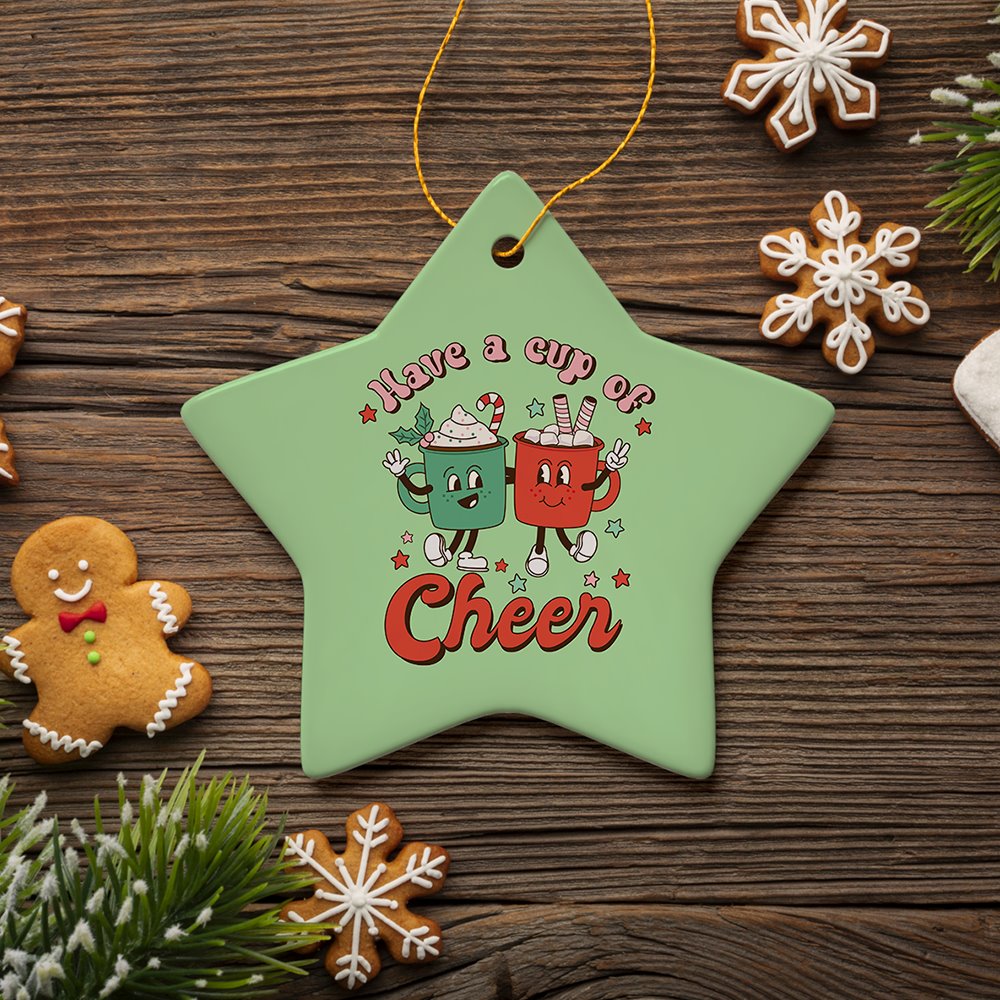 Have a Cup of Cheer Festive Retro Christmas Ornament