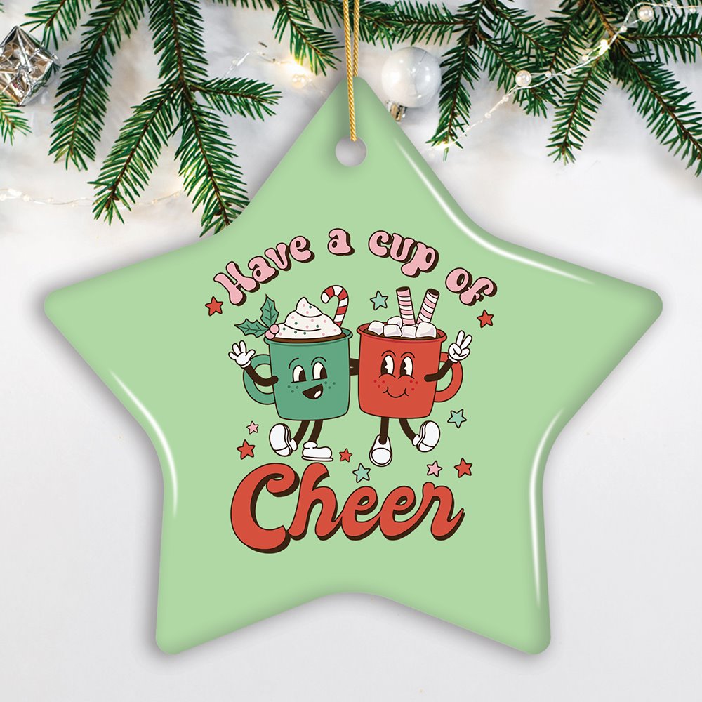 Have a Cup of Cheer Festive Retro Christmas Ornament