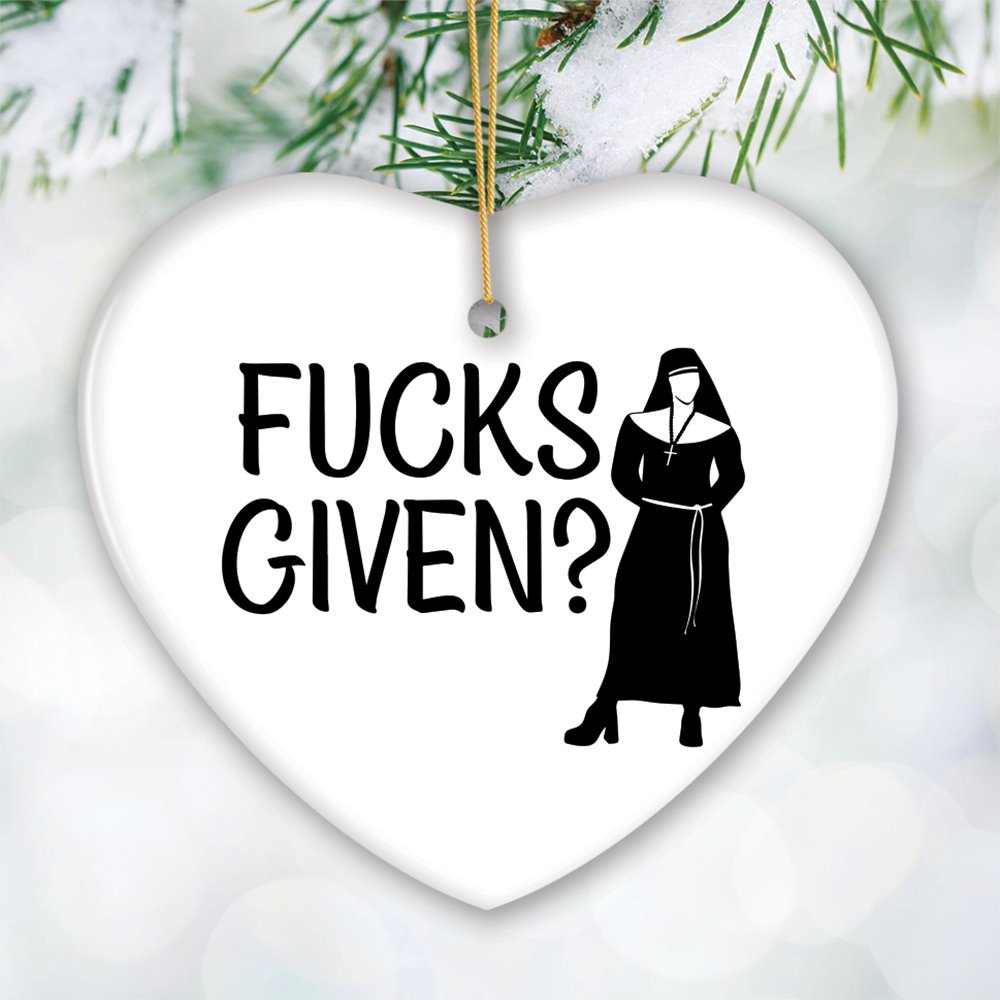 Hilarious Fcks Given Irreverent Nun Ornament, Badass and Cheeky Gift Store Gem