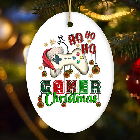 Ho Ho Ho Gamer Christmas Ornament, Video Game Lover Holiday Gift