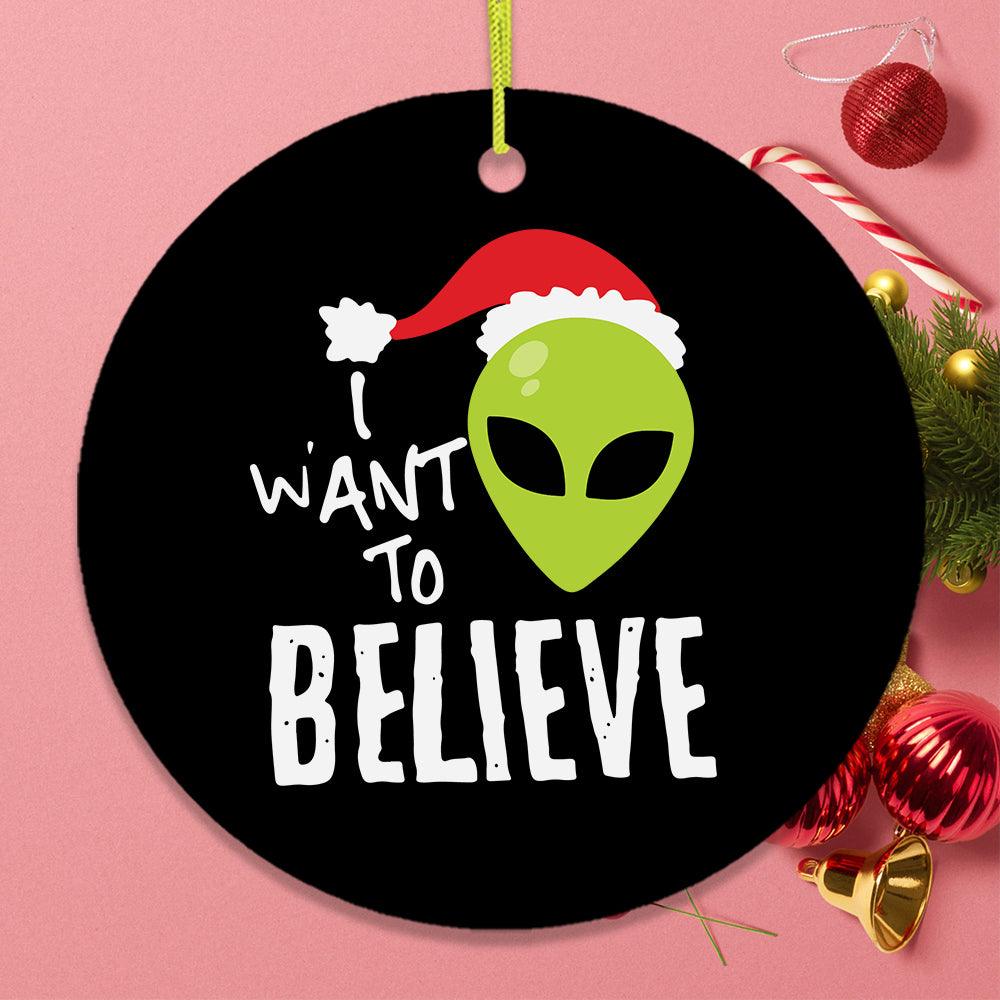 I Want to Believe Alien Santa Christmas Ornament