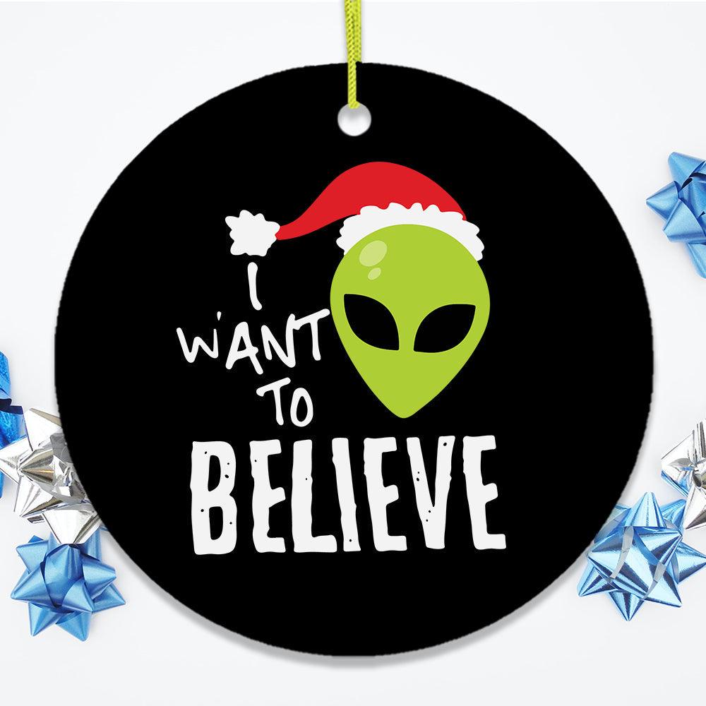 I Want to Believe Alien Santa Christmas Ornament