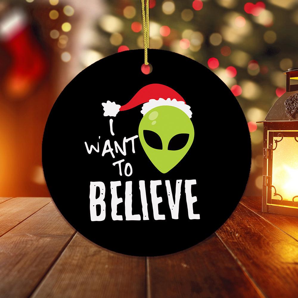 I Want to Believe Alien Santa Christmas Ornament