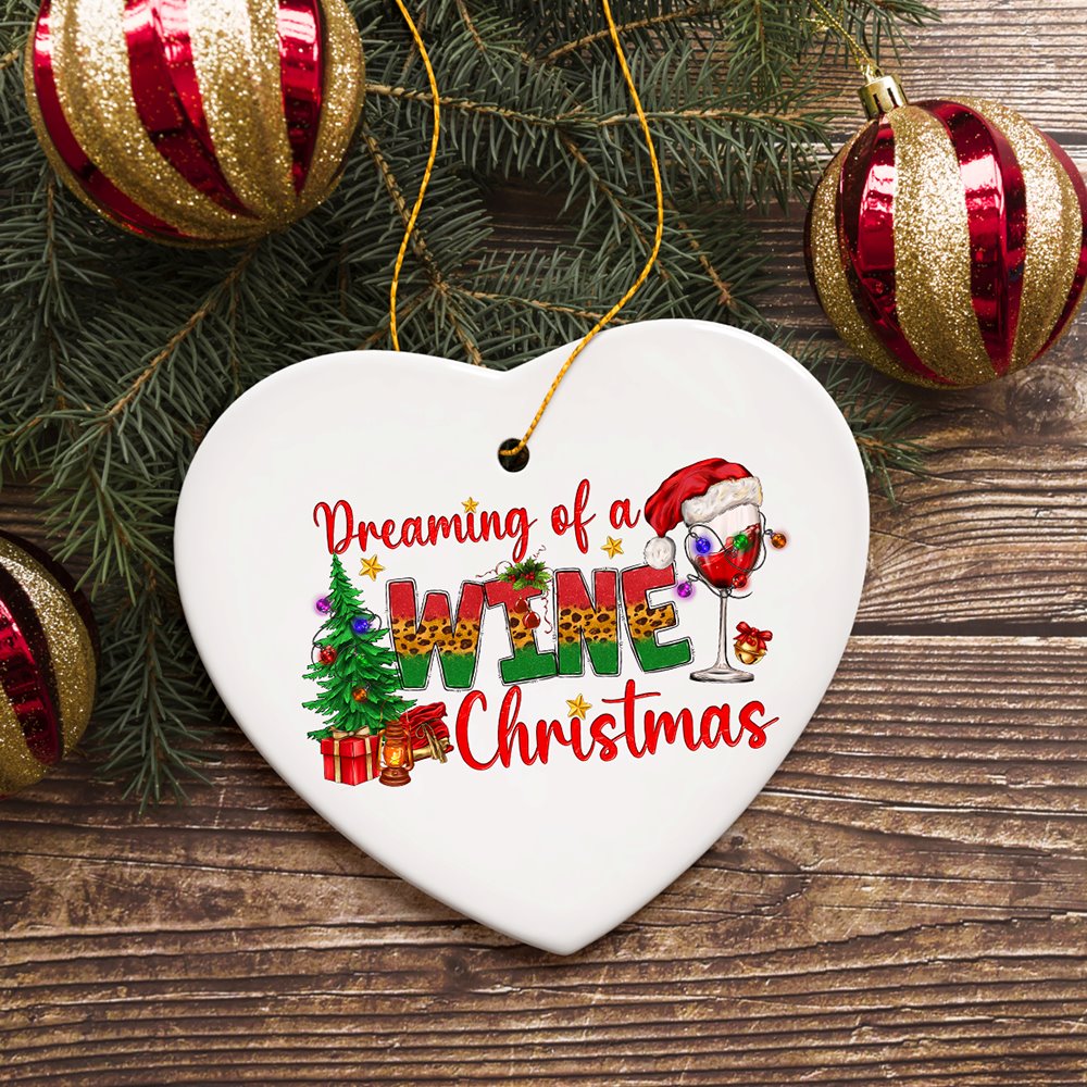 Joyfully Elegant Dreaming of a Wine Christmas Ornament