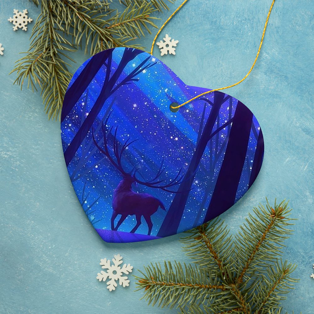 Magical Forest Winter Deer Christmas Ornament