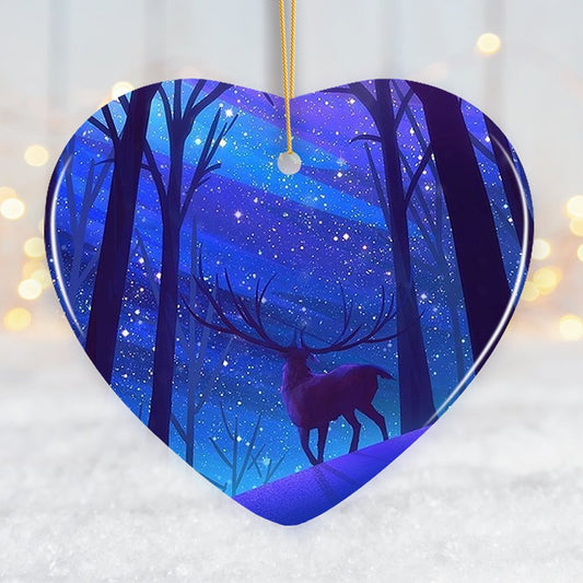 Magical Forest Winter Deer Christmas Ornament