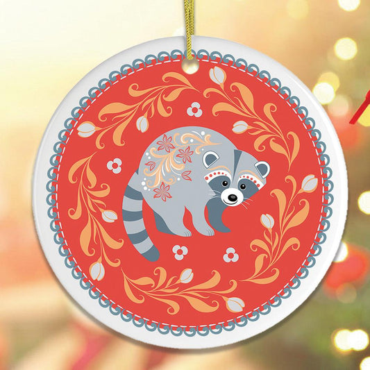 Minimalist Scandinavian Raccoon Ornament