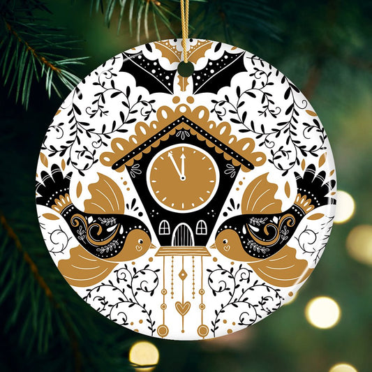 Nordic Style Cuckoo Clock with Birds Christmas Ornament