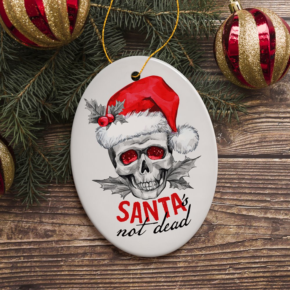 Santa is Not Dead Skull Christmas Ornament