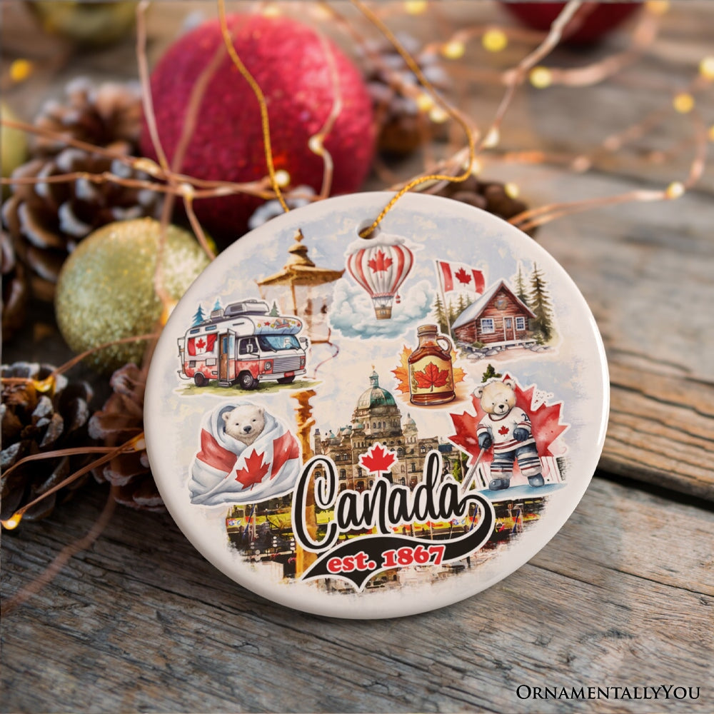 Canada Cultural Heritage and Traditions Artwork Ornament, Canadian Landmarks and Travel Christmas Gift