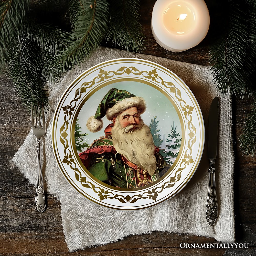 Decor Steals Special - Victorian Elegance Set of 4 Plates with Real Gold Trim, Holiday Christmas Red and Green Tableware Collection for Salad, Dessert, Appetizer, and Side Plates (Copy)