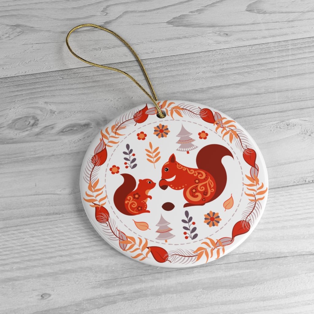 Folk Squirrel Ornament, Ethnic Nature in Fall Christmas Decoration