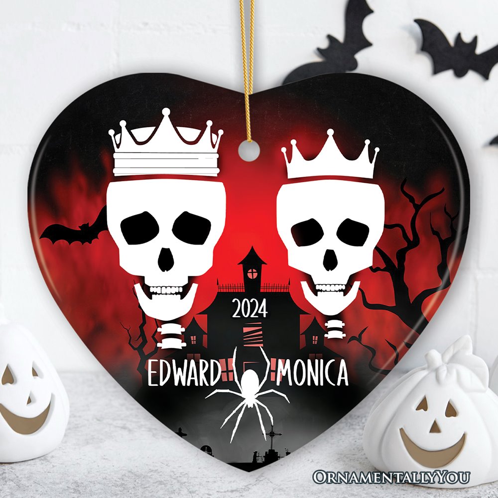 Eternal Love Personalized Couples Skulls Halloween Ornament