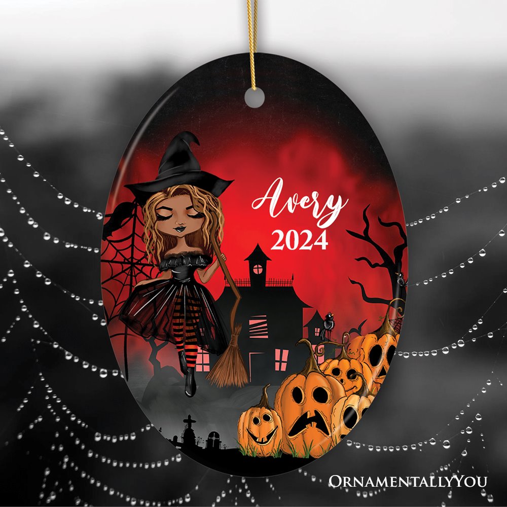 Personalized Witch Halloween Themed Women's Ornament