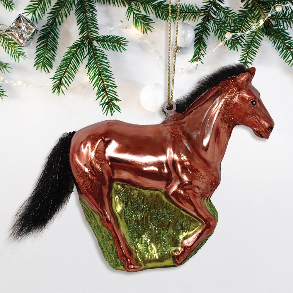 American Quarter Horse Glass Christmas Ornament, Equestrian Gift