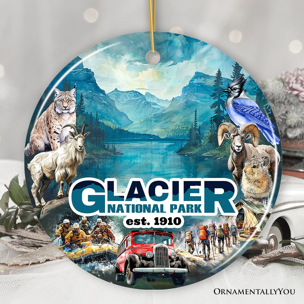 Artistic Glacier National Park Adventure Handmade Ceramic Ornament, Montana Souvenir and Gift