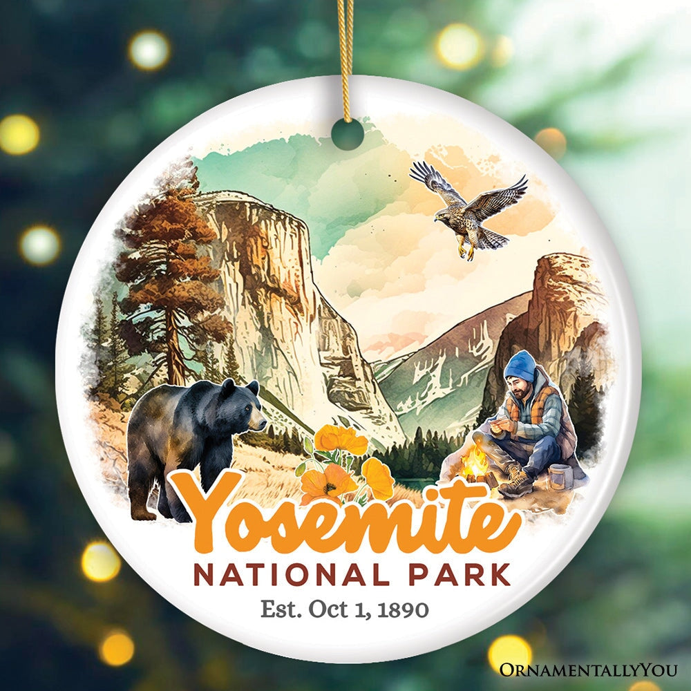 Artistic Yosemite National Park Ornament, California Christmas Gift for Hikers