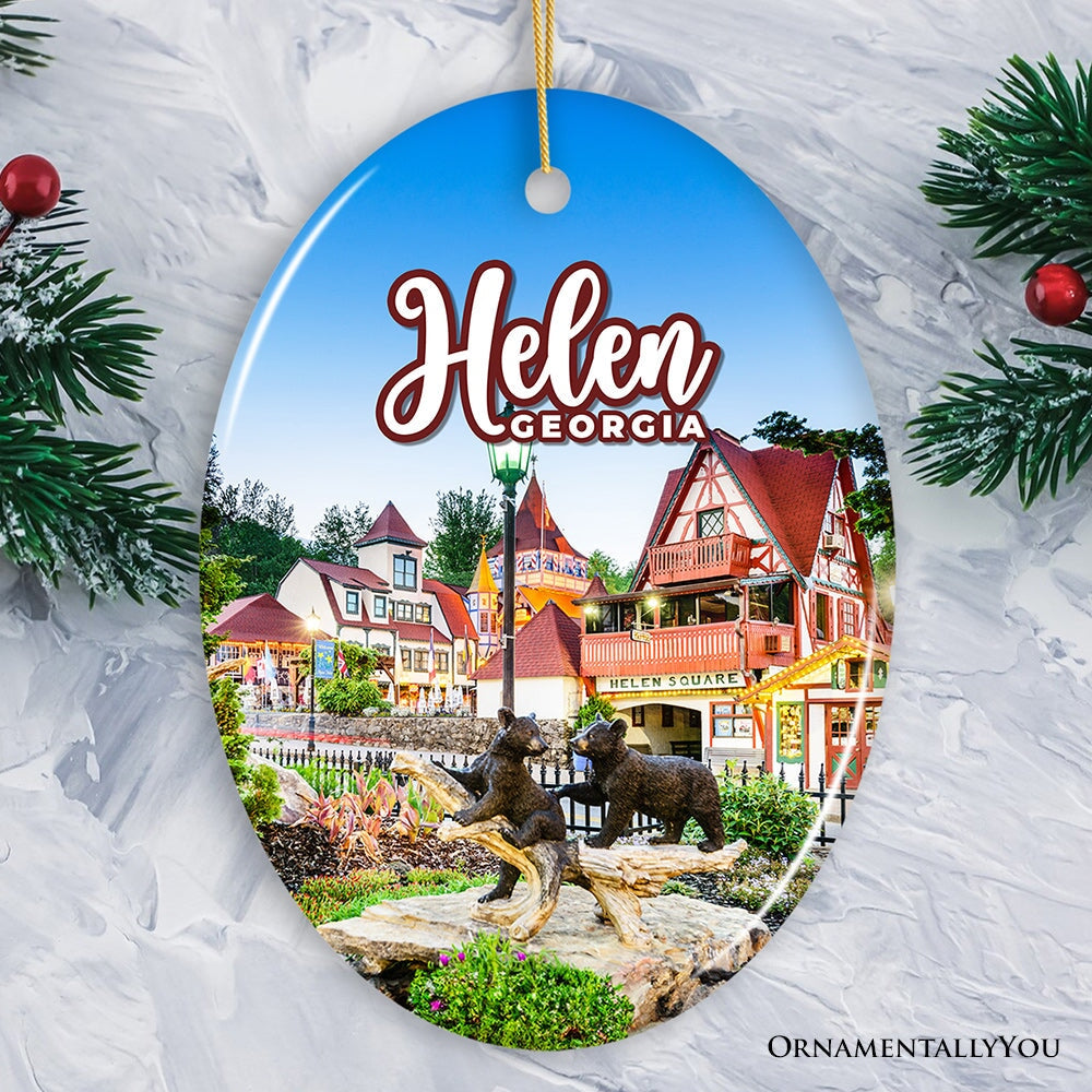 Beautiful Helen Town Georgia Ornament, German-inspired Alpine Village for Christmas Gift