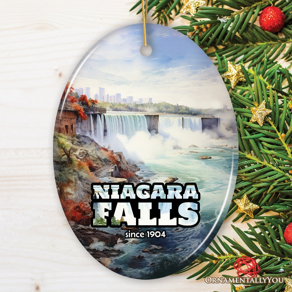 Beautiful Niagara Falls Paradise Ornament, Waterfall and Nature Travel Souvenir