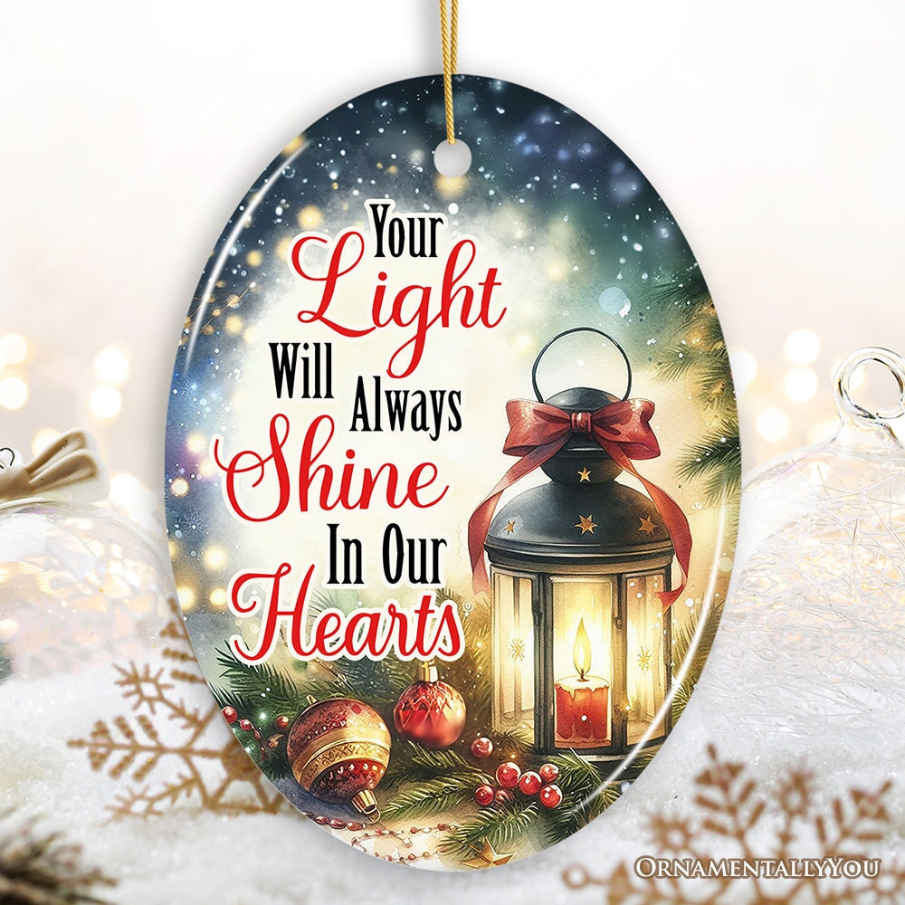 Christmas Lantern Light in Our Heart Ornament, Eternal Shine Memorial Gift