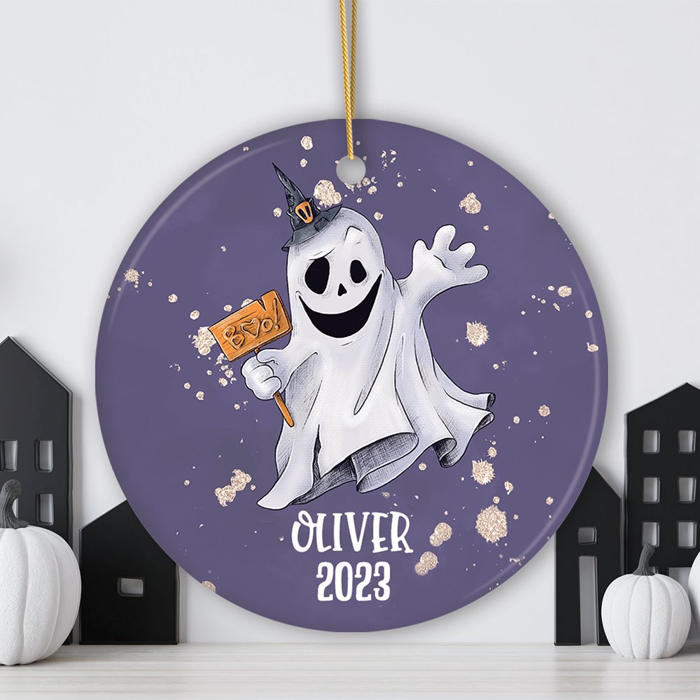 Customized Spooky Ghost Phantom Playful Halloween Ornament