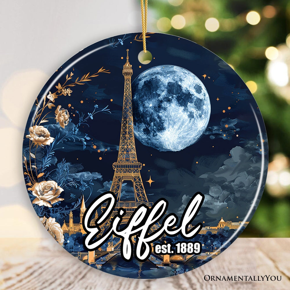 Eiffel Tower Majestic Night View Christmas Ornament, France Souvenir and Gift