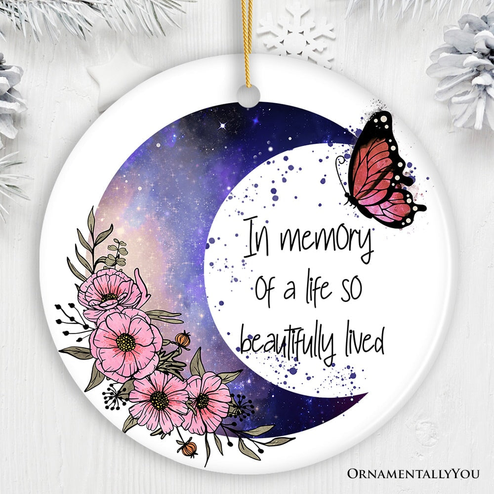 In a Memory of a Life so Beautifully Lived Quote Ornament, Christmas Memorial Gift