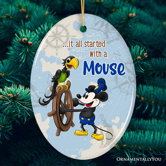 It All Started With a Mouse Quote Ornament, Inspiring Steamboat Willie Christmas Gift