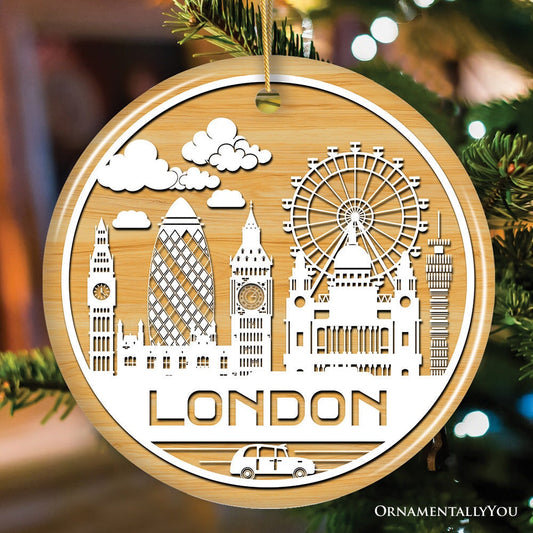 London City Unique Paper Art Themed Ceramic Christmas Ornament