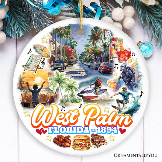 Marvelous West Palm Beach Florida Ornament, Artistic Paradise and Southern Souvenir